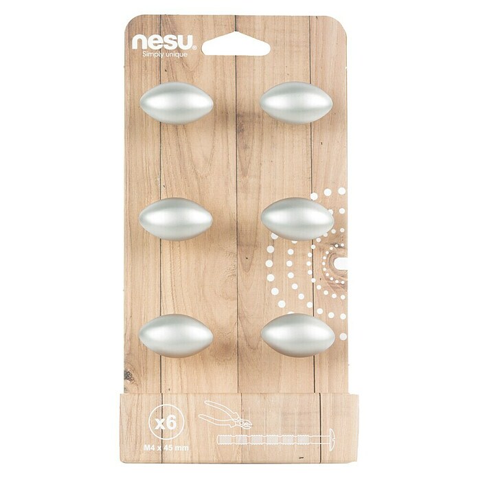 Nesu Tirador para muebles 4617 6 uds. (L x An x Al: 34 x 20 x 24 mm, Acero, Mate)