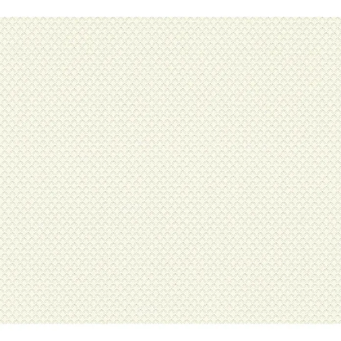 A.S. Création Metropolitan Stories Vliestapete Uni-Raute - Weiß, Grafisch, 10,05 x 0,53 m - Nahaufnahme eines elfenbeinfarbenen Tapetenmusters mit einem feinen, sich wiederholenden Design für ein dezentes Interieur.