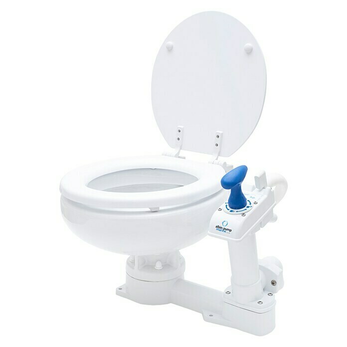 Albin Pump Bordtoilette Manuell Kompakt Low (L x B x H: 40 x 45 x 29 cm, Spülsystem: Manuelle Wasserspülung, Weiß)