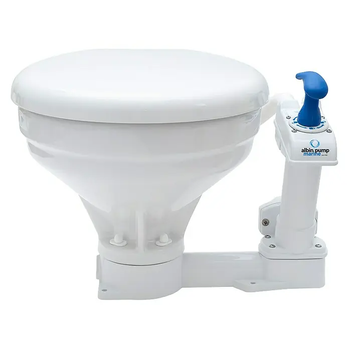Albin Pump Bordtoilette manuell Comfort - L x B x H: 46 x 47 x 33,5 cm, Keramik - Marine-WC von Albin Pump Marine. Elegantes und funktionales Design für den Einsatz auf Booten und Yachten. Robuste Konstruktion für lange Lebensdauer.