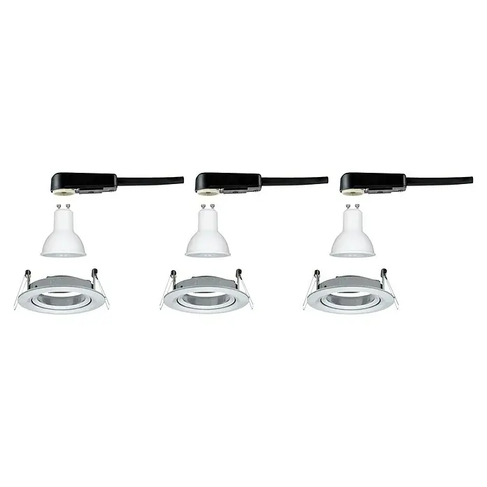 Paulmann LED-Einbauleuchten-Set Nova - 6,5 W, Aluminium, 3 Stk., Warmweiß - Drei Deckeneinbaustrahler zur Beleuchtung. Die LED-Lampen sind energiesparend und sorgen für helles Licht im Raum.