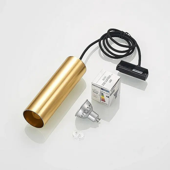 Lindby LED-Spannseilsystem Linaro - L x B x H: 6 x 6 x 20 cm, schwarz, messing / gold