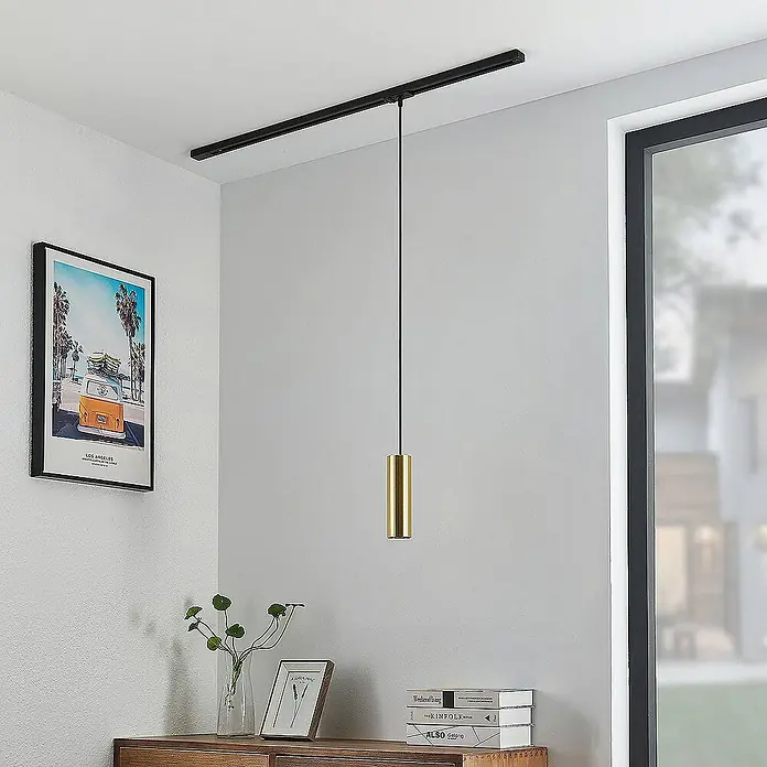 Lindby LED-Spannseilsystem Linaro - L x B x H: 6 x 6 x 20 cm, schwarz, messing / gold