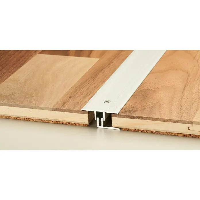 LOGOCLIC Übergangsprofil 220 - Silber, 2,7 m x 34 mm, Montageart: Schrauben - Übergangsprofil zwischen zwei Holzböden mit sichtbarer Schraube für eine nahtlose Verbindung und professionelle Optik.