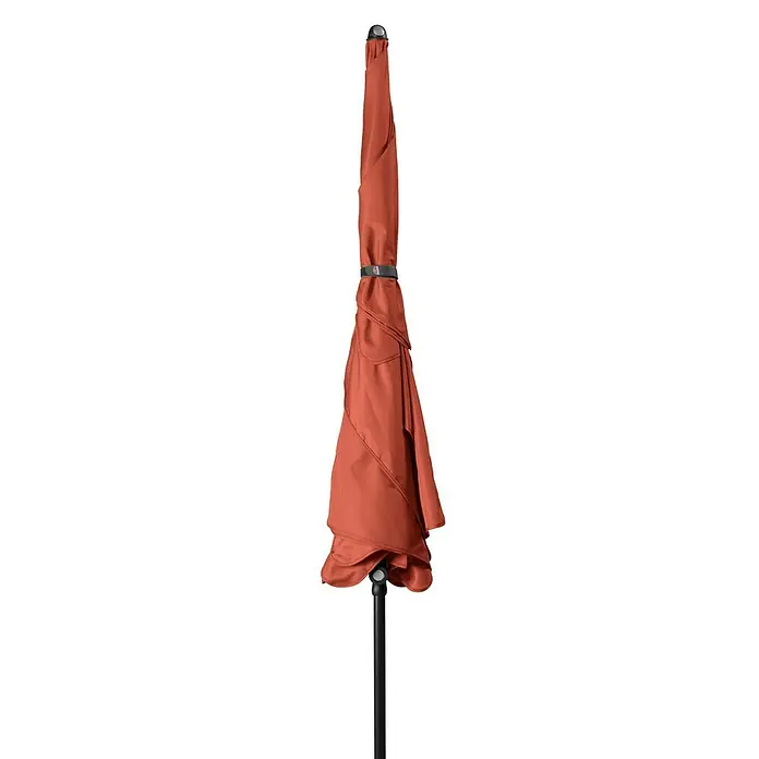 Doppler Sunline Marktschirm Waterproof Neo - Terra, Bespannungsmaß (L x B): 225 x 120 cm - Geschlossener orangefarbener Terrassenschirm mit schwarzem Mast für den Außenbereich.