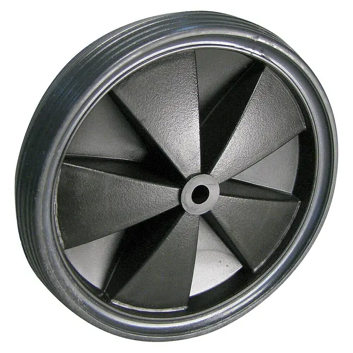 Dörner & Helmer Leichtes Rad - Durchmesser: 150 mm, Traglast: 25 kg, Gleitlager, Rillenprofil - Schwarzes Rad mit Speichen und Reifenprofil für verschiedene Anwendungen. Robust und langlebig.