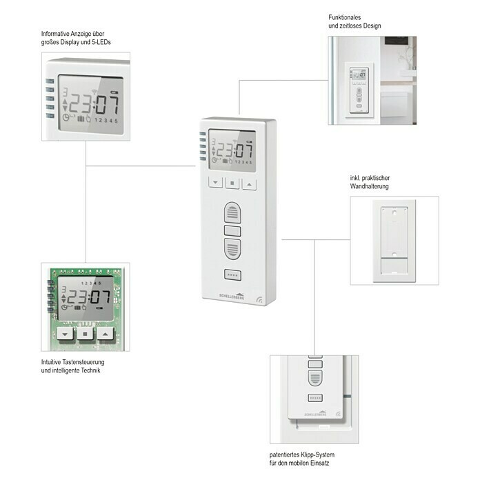 Schellenberg Funk-Zeitschaltuhr PremiumUnterstützte Systeme: Abus Smart Friends System, Geeignet für: 25 Funk-Motoren Unknown