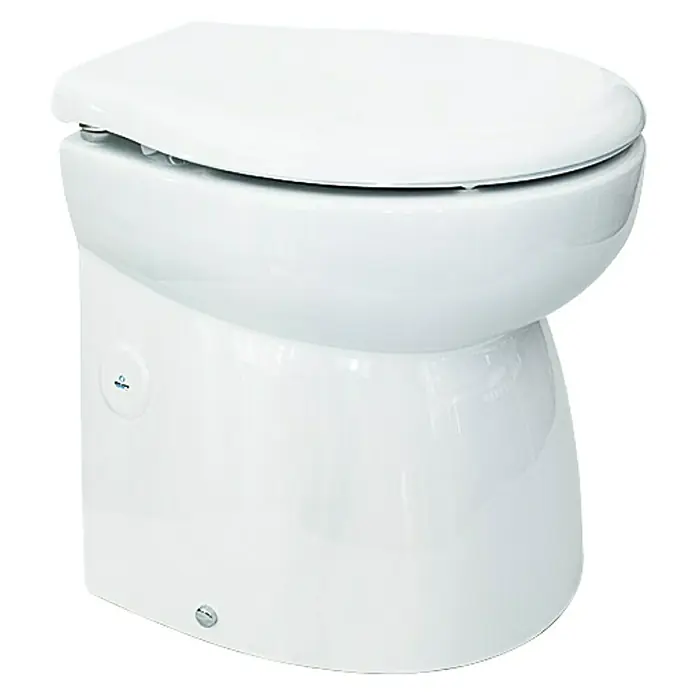 Albin Pump Bordtoilette Silent Premium - L x B x H: 45,5 x 33,5 x 45,5 cm, Keramik - Weißes Stand-WC mit geschlossenem Spülkasten und Deckel für ein modernes Badezimmerdesign.