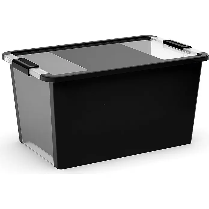 Proregal Aufbewahrungsbox-Set SuperSparSet 5x STORAGE mit Deckel - L x B x H: 35 x 55 x 28 cm, Kunststoff, Schwarz, 5 Stk.