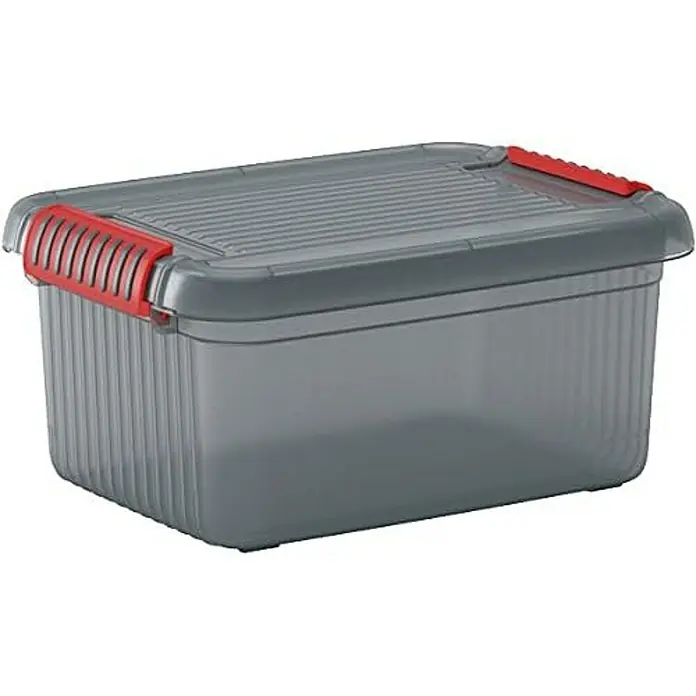 Proregal Aufbewahrungsbox-Set SuperSparSet 2x MANATEE mit Deckel - Kunststoff, Grau/Orange, 2 Stk.