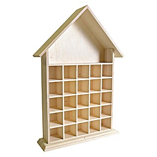 Artemio Caja de madera Calendario Adviento casa 1 (L x An x Al: 33,2 x 8,2 x 49,5 cm, Natural/marrón claro)