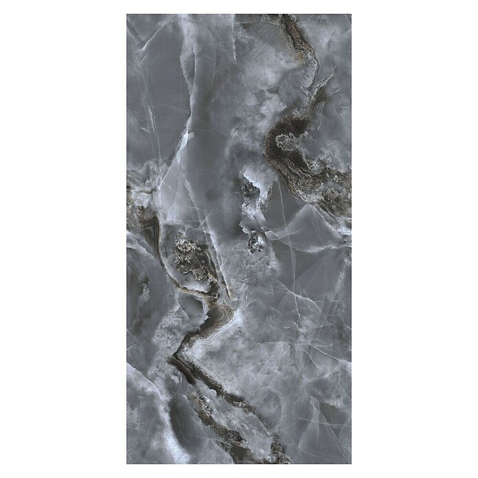 Momastela Feinsteinzeugfliese Continua Onyx Black (120 x 60 cm, Schwarz/Grau, Hochglänzend) | BAUHAUS