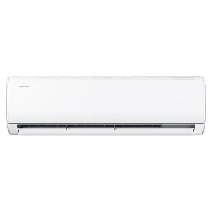 Samsung Aire acondicionado Inverter AR35 - 7.000 W, 7.300 W, 70 m², Blanco - Primer plano de un aire acondicionado Samsung, mostrando un diseño elegante y moderno para una refrigeración eficiente.