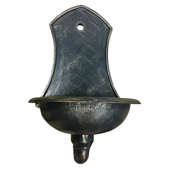 Roto Waschbecken Saturn - L x B x H: 53 x 38 x 75 cm, Braun, Kunststoff - Wandbrunnen aus Metall mit antikem Finish. Ideal für Garten oder Terrasse, robust und stilvoll.
