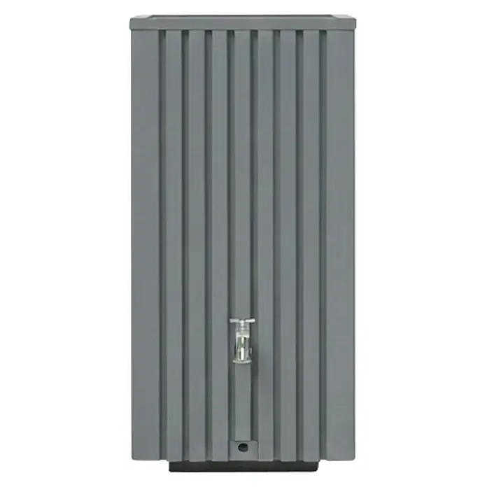 Roto Regentonne Balboa - L x B x H: 460 x 460 x 935 mm, Grau, Kunststoff - Grauer Regenspeicher mit Wasserhahn. Der stilvolle Regenspeicher für den Garten fängt Regenwasser auf, um Pflanzen zu bewässern.