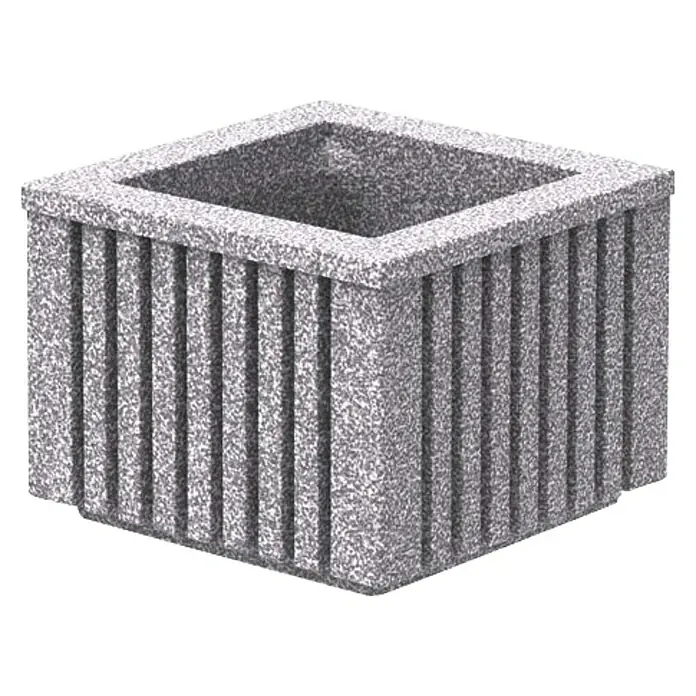 Roto Pflanzkasten Balboa - Kunststoff, Granit - Grauer Betonblumentopf mit vertikalen Rillen. Robustes Design für den Außenbereich, ideal für Pflanzen und Dekoration im Garten oder auf der Terrasse.