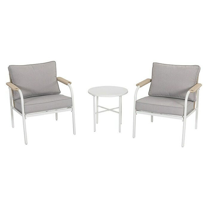 Sunfun Conjunto de muebles Anabel (3 pzs., Ratán sintética/Acero, Beige/Gris) | BAUHAUS