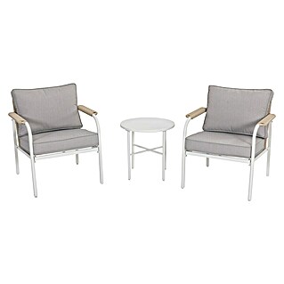 Sunfun Conjunto de muebles Anabel (3 pzs., Ratán sintética/Acero, Beige/Gris)