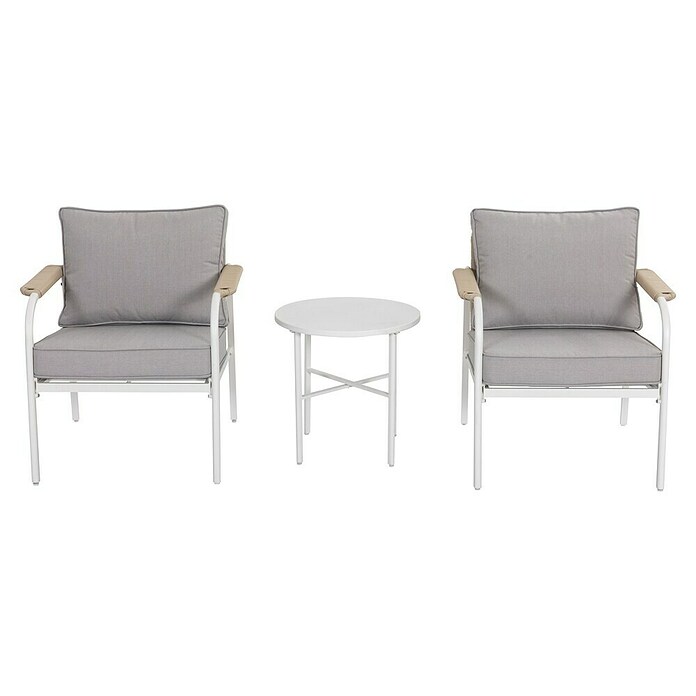 Sunfun Conjunto de muebles Anabel (3 pzs., Ratán sintética/Acero, Beige/Gris) | BAUHAUS