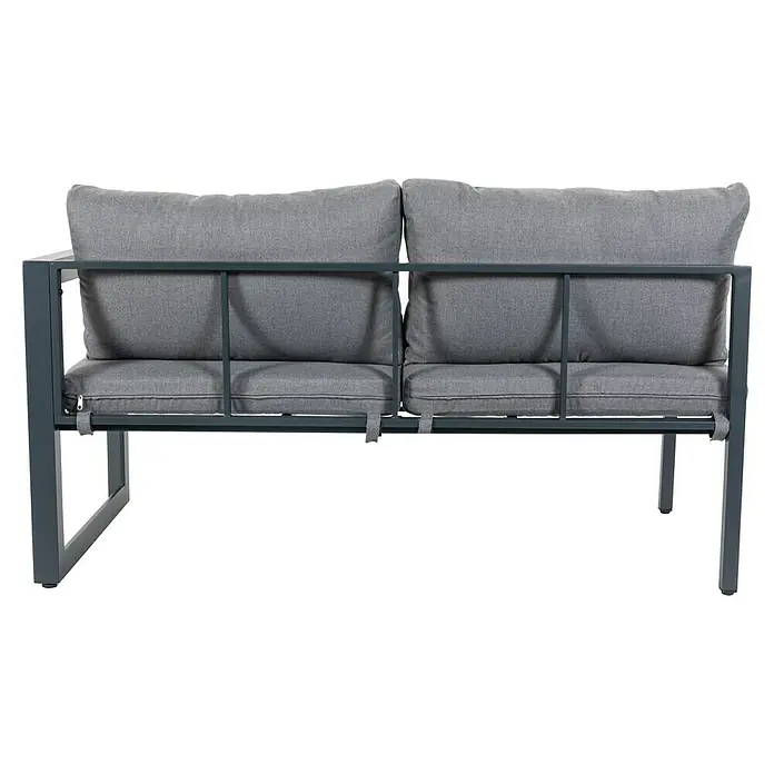 Sunfun Conjunto de muebles Christine - 6 pzs., Aluminio/Poliéster, Antracita/Gris - Un banco de jardín gris de 2 plazas con cojines suaves y una estructura metálica moderna. Perfecto para horas de relax al aire libre.