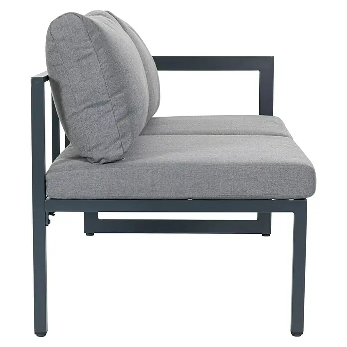 Sunfun Conjunto de muebles Christine - 6 pzs., Aluminio/Poliéster, Antracita/Gris - Sofá gris con cojines y estructura metálica para uso exterior. El complemento perfecto para tu patio.