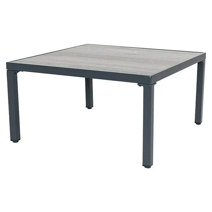 Sunfun Conjunto de muebles Christine - 6 pzs., Aluminio/Poliéster, Antracita/Gris - Mesa cuadrada de exterior con tablero gris y patas metálicas robustas para jardín o terraza.