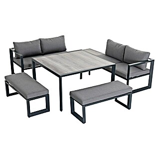 Sunfun Conjunto de muebles Christine (6 pzs., Aluminio/Poliéster, Antracita/Gris)