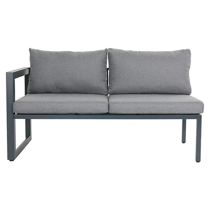 Sunfun Conjunto de muebles Christine - 6 pzs., Aluminio/Poliéster, Antracita/Gris - Elegante sofá de exterior gris con cojines. El sofá tiene un diseño moderno y es perfecto para el jardín o la terraza.