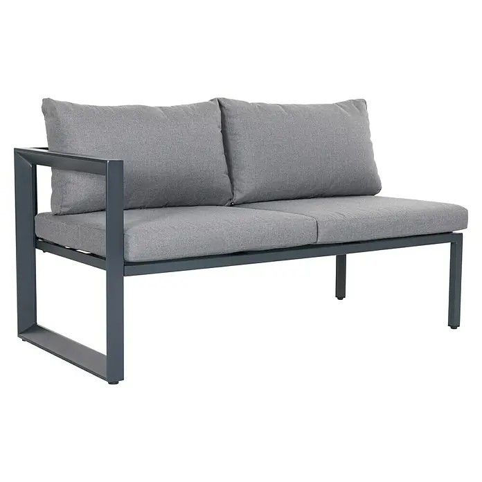 Sunfun Conjunto de muebles Christine - 6 pzs., Aluminio/Poliéster, Antracita/Gris - Elegante sofá de exterior gris con un diseño minimalista. El sofá ofrece asientos cómodos para espacios exteriores y una estética moderna.
