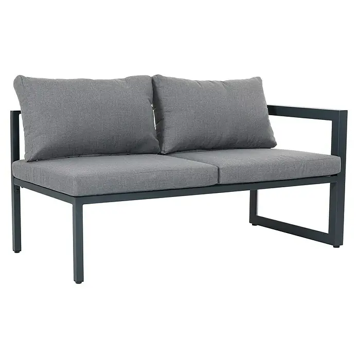Sunfun Conjunto de muebles Christine - 6 pzs., Aluminio/Poliéster, Antracita/Gris - Sofá gris de dos plazas con estructura metálica y cojines cómodos, ideal para espacios exteriores elegantes y descanso relajante.