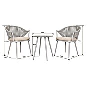 Sunfun Conjunto de muebles Gina (3 pzs., Acero/Cuerda sintética, Beige/Gris) | BAUHAUS