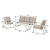 Sunfun Conjunto de muebles Bruna (4 pzs., Ratán sintético/Aluminio/Poliéster, Beige/Gris) | BAUHAUS