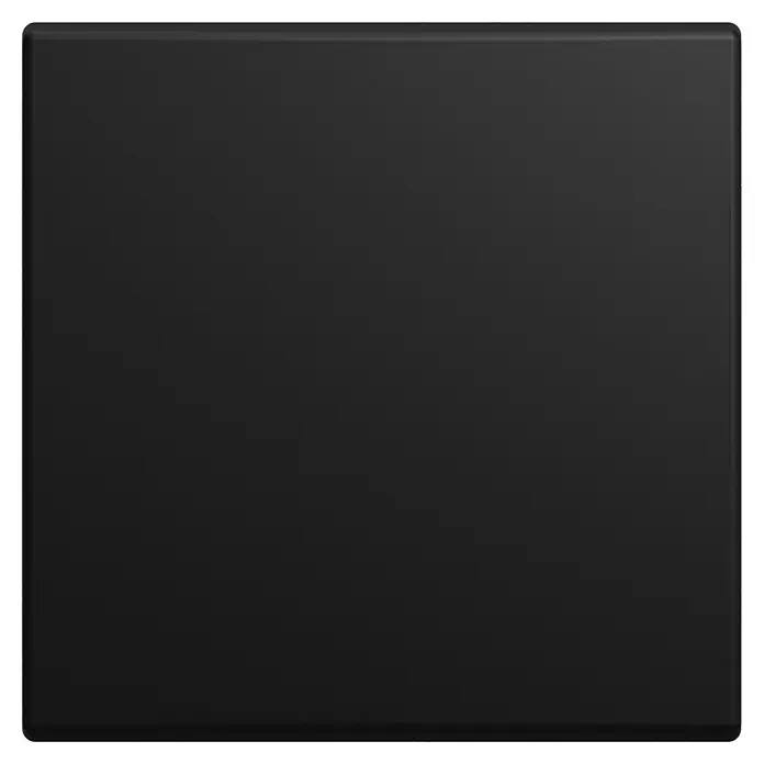 Busch-Jaeger Balance SI Universalwippe 2506-915 - Schwarz matt, Matt, Kunststoff, Unterputzmontage - Das Bild zeigt eine schwarze, quadratische Abdeckung mit einer glatten, matten Oberfläche und leicht abgerundeten Kanten.