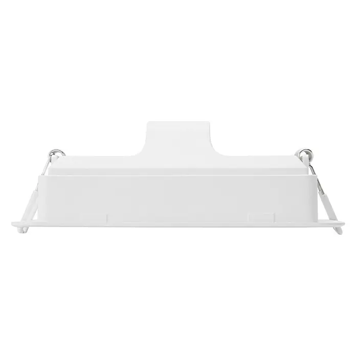 Philips Downlight LED empotrable Meson - 13 W, L x An x Al: 14 x 14 x 4,7 cm, Blanco, Blanco neutro - Primer plano de una luz LED empotrable cuadrada blanca, que muestra un diseño moderno y soluciones de iluminación eficientes.