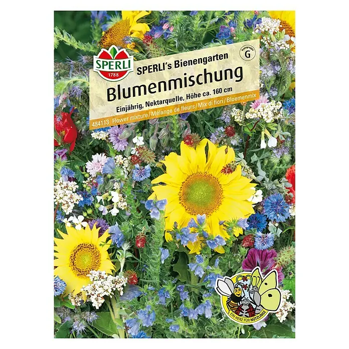 Sperli Wildblumensamen - Bienengarten, 10 m² - Blumenmischung "SPERLI's Bienengarten" mit einjährigen Sommerblumen, eine Nektarquelle für Insekten und ein schöner Blickfang im Garten.