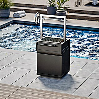 Kingstone Cube Holzkohlegrill (Grillfläche (B x T): 49 x 44 cm, Schwarz)