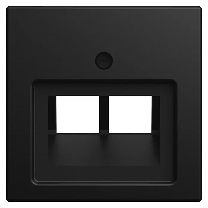 Busch-Jaeger Balance SI UAE-Abdeckung 1803-02-915 - Schwarz matt, Matt, Kunststoff, Unterputzmontage - Schwarze Doppel-Netzwerkdose für Wandmontage, ideal für strukturierte Verkabelung in Büros oder Zuhause. Einfache Installation garantiert.