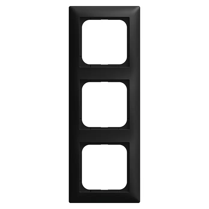 Busch-Jaeger Balance SI Abdeckrahmen 1723-915 - Schwarz matt, 3-fach, Kunststoff, Klemmen - Eine schwarze, dreifache modulare Abdeckung für elektrische Installationen, ideal für stilvolle und funktionale Schalter- und Steckdosenkombinationen.