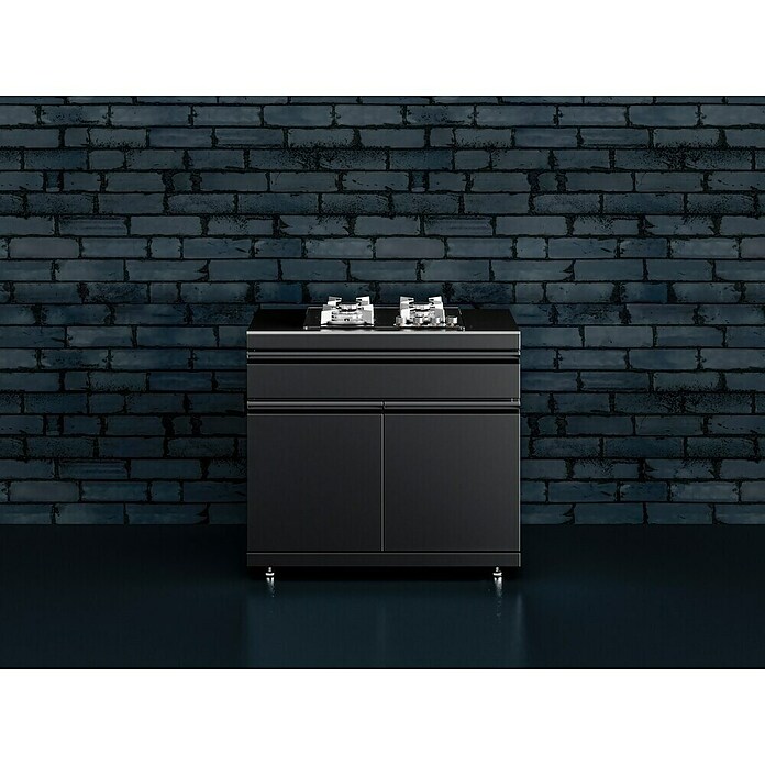 Kingstone Cube Outdoorküchen-Modul Gaskochfeld (Schwarz, B x T x H: 100 x 58 x 90 cm, Stahl, Sintered Stone) | BAUHAUS