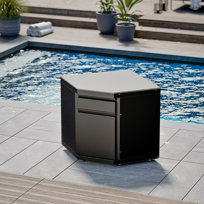 Kingstone Cube Outdoorküche I (8 -tlg., Stahl, Sintered Stone, Schwarz, Material Grillfläche: Gusseisen, Anzahl Brenner: 11 Stk.) | BAUHAUS