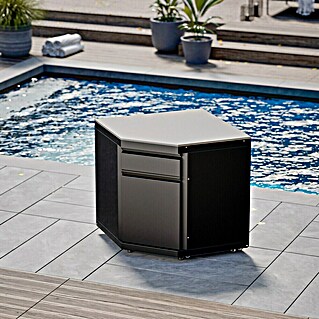 Kingstone Cube Outdoorküchen-Modul Ecke (Schwarz, B x T x H: 58 x 58 x 90 cm, Stahl, Sintered Stone)