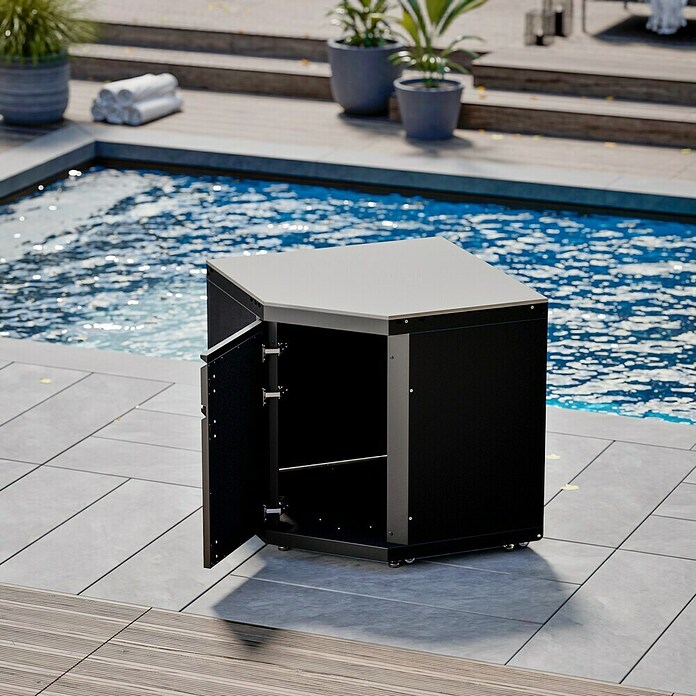 Kingstone Cube Outdoorküchen-Modul Ecke (Schwarz, B x T x H: 58 x 58 x 90 cm, Stahl, Sintered Stone) | BAUHAUS