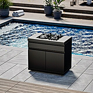 Kingstone Cube Outdoorküchen-Modul Gaskochfeld (Schwarz, B x T x H: 100 x 58 x 90 cm, Stahl, Sintered Stone)