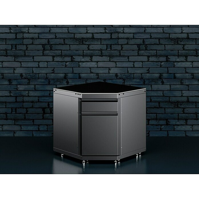 Kingstone Cube Outdoorküchen-Modul Ecke (Schwarz, B x T x H: 58 x 58 x 90 cm, Stahl, Sintered Stone) | BAUHAUS