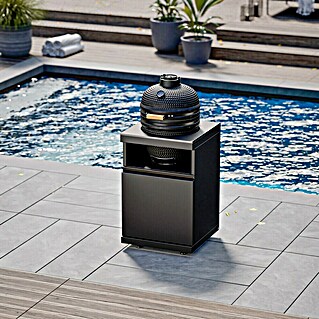 Kingstone Cube Holzkohlegrill Kamado (Durchmesser Grillfläche: 38 cm, Schwarz)