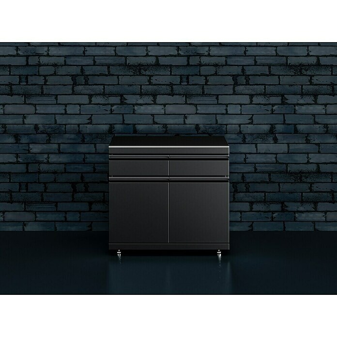 Kingstone Cube Outdoorküchen-Modul Doppelschrank (Schwarz, B x T x H: 100 x 58 x 90 cm, Stahl, Sintered Stone) | BAUHAUS
