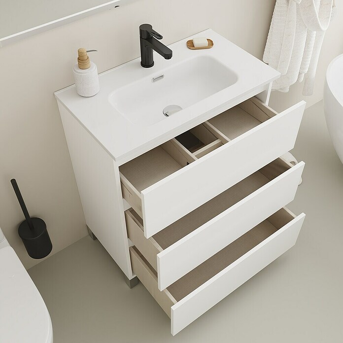 Conjunto de mueble de baño Inter F39 (L x An x Al: 39 x 70 x 85,1 cm, Blanco, 3 pzs.) | BAUHAUS