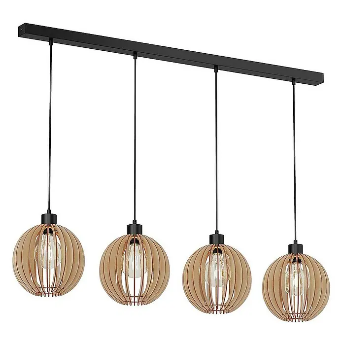 Envostar Pendelleuchte Clay - L x B x H: 117 x 23 x 150 cm, Holz hell, Schwarz, holz hell, E27