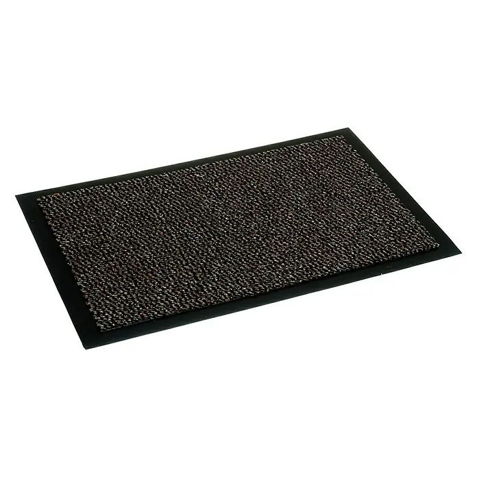 Astra Schmutzfangmatte Saphir - Braun, 150 x 90 cm - Diese Abbildung zeigt eine Fußmatte mit einem braunen, strukturierten Einsatz und einem schwarzen Rand, ideal für den Eingangsbereich.