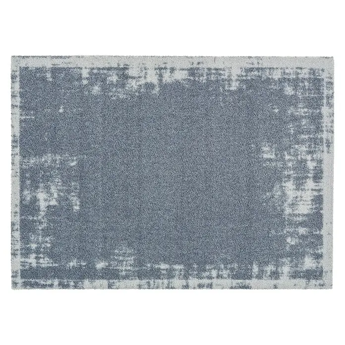 Astra Miabella Fußmatte Unibordüre - Blaugrau, 50 x 70 cm - Grauer Teppich mit verwaschenem Muster und weißem Rand. Ein stilvolles Element für jeden Raum.